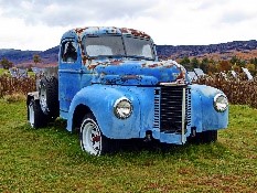 blue antique car